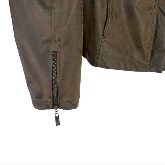 Jou Jou Faux Fur Vegan Quilted Leather Winter Jacket Brown Size Large Juniors - Picture 5 of 10